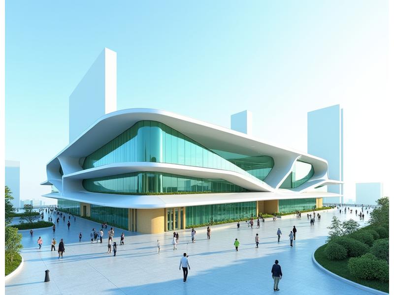 첨단 기술이 적용된 미래형 건축물의 3D 렌더링 이미지