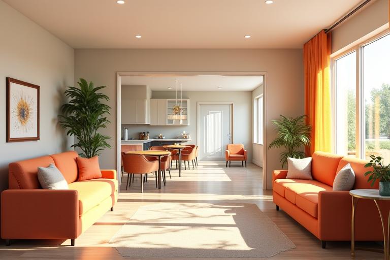 고령자를 위한 편의 시설이 갖춰진 실버 주택 내부