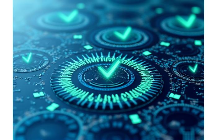 품질 보증 시스템을 나타내는 아이콘과 그래프