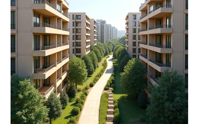 한울빌드크래프트가 건설한 현대적인 아파트 단지의 전경