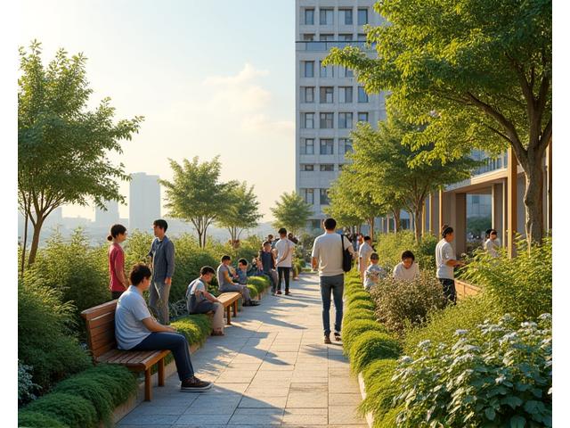 서울 아파트 단지 옥상의 아름다운 커뮤니티 가든