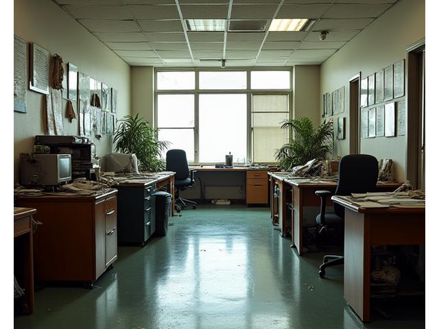 개방감이 부족하고 오래된 사무실 내부의 Before 이미지